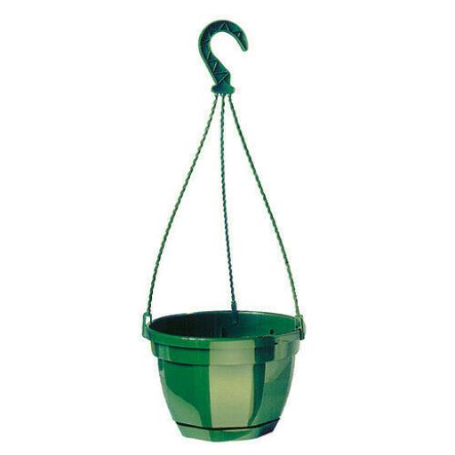 25CM PLASTIC HANGING BASKETS. PINE GREEN.